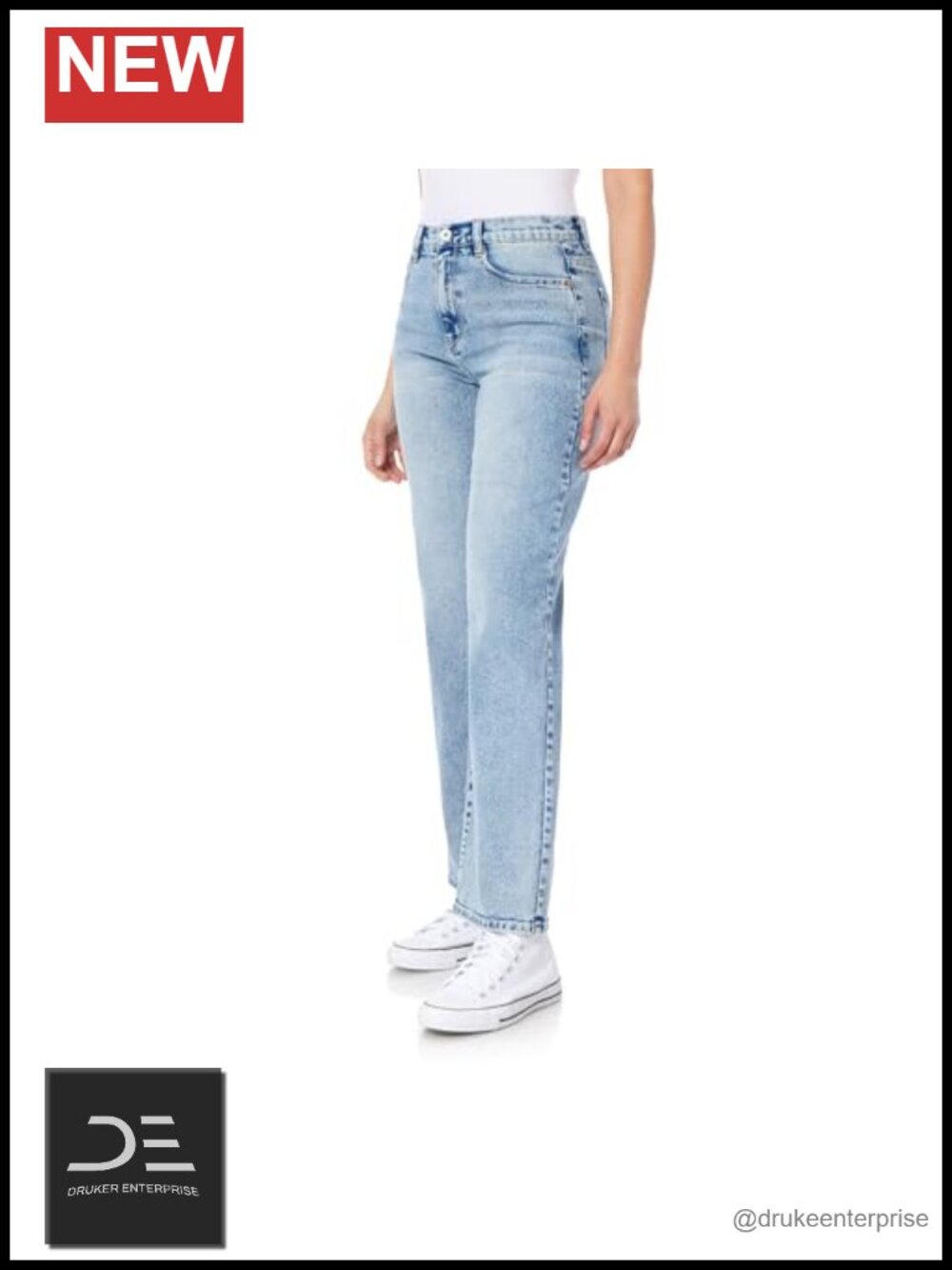 High Rise Vintage Straight Leg Dad Jeans Stretch Cotton Blend